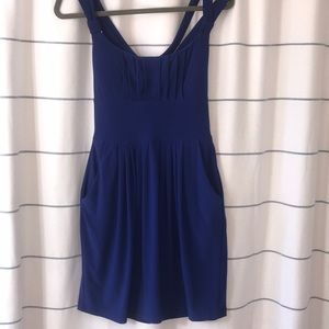 Blue Cocktail Dress with Criss Cross Detail